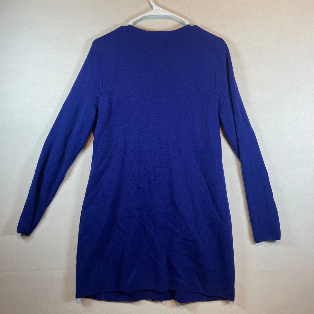 Talbots‎ Pure Merino Wool Long Cardigan Sweater Royal Blue Open Front - Size M - Picture 3 of 9